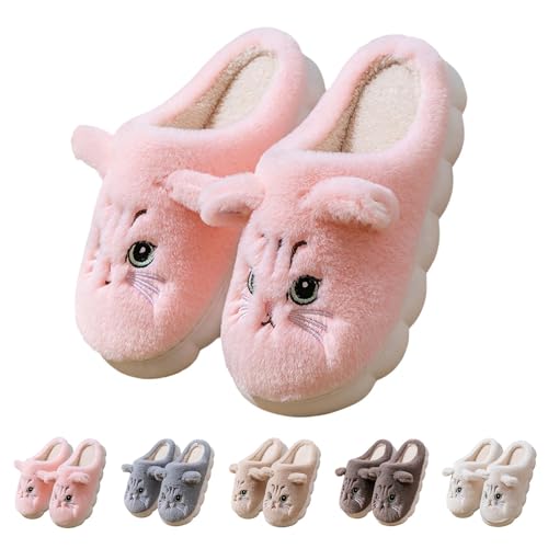 FGUUTYM Pantoletten Herren Damen Flauschige Winter Filzpantoffeln Kuschelige Warme Plüsch-Schlafschuhe Rutschfester Hausschuhe Home Silent Slides Comfy Fluffy Plüschhausschuhe Schlafzimmerschuhe von FGUUTYM
