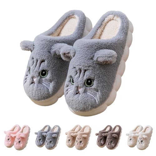 FGUUTYM Pantoletten Herren Damen Flauschige Winter Filzpantoffeln Kuschelige Warme Plüsch-Schlafschuhe Rutschfester Hausschuhe Home Silent Slides Comfy Fluffy Plüschhausschuhe Schlafzimmerschuhe von FGUUTYM