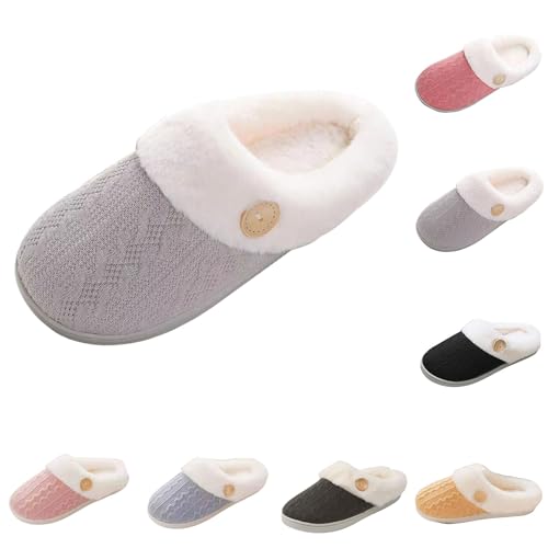 FGUUTYM Pantoletten Plüsch Winter Für Herren Und Damen Flauschige Gefütterte Warme Hausschuhe aus Baumwolle Paare Filzpantoffeln Winterschuhe Hausschlappen Rutschfeste Slip-On Pantoffeln Slipper von FGUUTYM