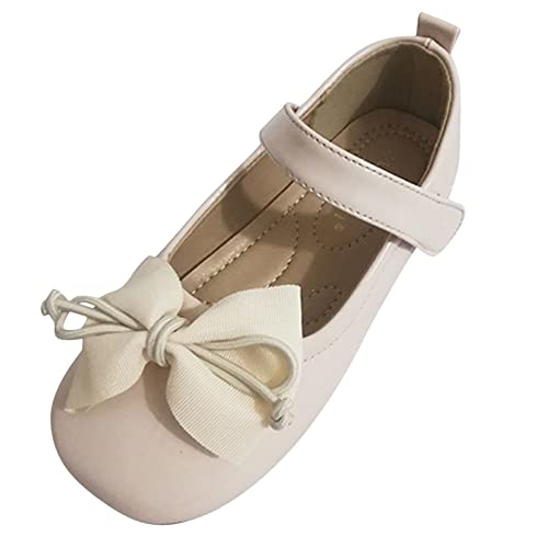 FGUUTYM Perle Lederschuhe Einzelschuhe mit weichen Sohlen Schwarze Lederschuhe Mary Jane Einzelschuhe Mädchen Sneaker High 32 (Beige, 33 Big Kids) von FGUUTYM