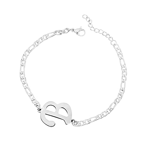 FGUUTYM Personalisiertes Anfangsarmband, versilbertes -Stahl-Buchstabenarmband, zierliches -Stahlarmband, zarte Scheibe, Namensarmband für Frauen und Mädchen Armbänder Mit Namen (B, One Size) von FGUUTYM