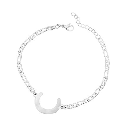 FGUUTYM Personalisiertes Anfangsarmband, versilbertes -Stahl-Buchstabenarmband, zierliches -Stahlarmband, zarte Scheibe, Namensarmband für Frauen und Mädchen Armbänder Mit Namen (C, One Size) von FGUUTYM