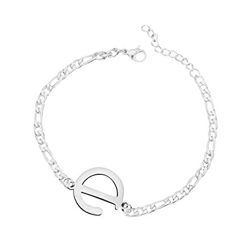 FGUUTYM Personalisiertes Anfangsarmband, versilbertes -Stahl-Buchstabenarmband, zierliches -Stahlarmband, zarte Scheibe, Namensarmband für Frauen und Mädchen Armbänder Mit Namen (D, One Size) von FGUUTYM