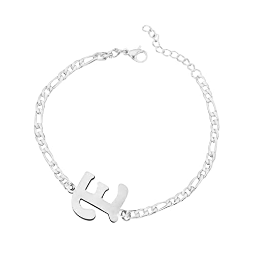 FGUUTYM Personalisiertes Anfangsarmband, versilbertes -Stahl-Buchstabenarmband, zierliches -Stahlarmband, zarte Scheibe, Namensarmband für Frauen und Mädchen Armbänder Mit Namen (E, One Size) von FGUUTYM