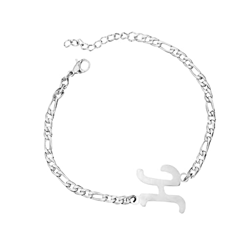 FGUUTYM Personalisiertes Anfangsarmband, versilbertes -Stahl-Buchstabenarmband, zierliches -Stahlarmband, zarte Scheibe, Namensarmband für Frauen und Mädchen Armbänder Mit Namen (H, One Size) von FGUUTYM