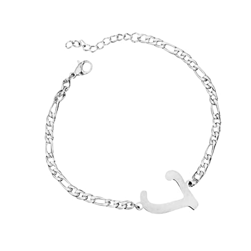 FGUUTYM Personalisiertes Anfangsarmband, versilbertes -Stahl-Buchstabenarmband, zierliches -Stahlarmband, zarte Scheibe, Namensarmband für Frauen und Mädchen Armbänder Mit Namen (L, One Size) von FGUUTYM