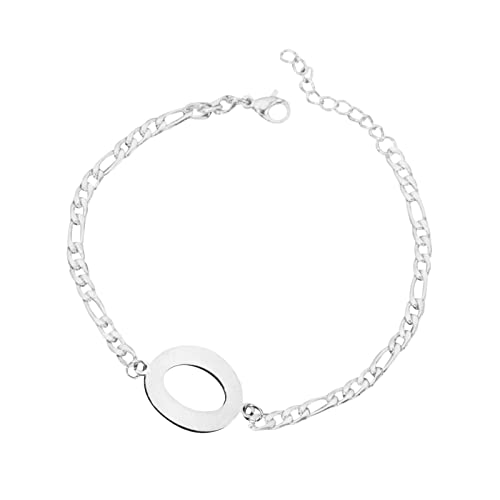 FGUUTYM Personalisiertes Anfangsarmband, versilbertes -Stahl-Buchstabenarmband, zierliches -Stahlarmband, zarte Scheibe, Namensarmband für Frauen und Mädchen Armbänder Mit Namen (O, One Size) von FGUUTYM