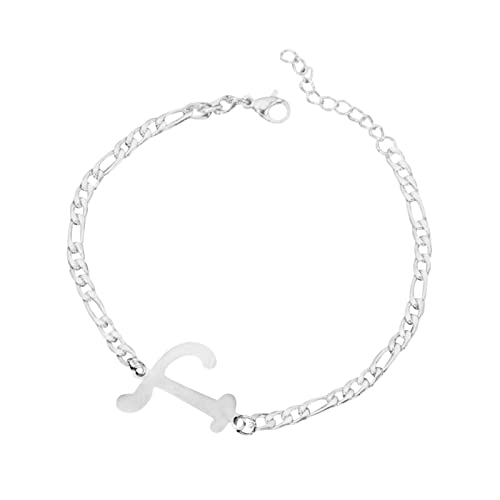 FGUUTYM Personalisiertes Anfangsarmband, versilbertes -Stahl-Buchstabenarmband, zierliches -Stahlarmband, zarte Scheibe, Namensarmband für Frauen und Mädchen Armbänder Mit Namen (T, One Size) von FGUUTYM