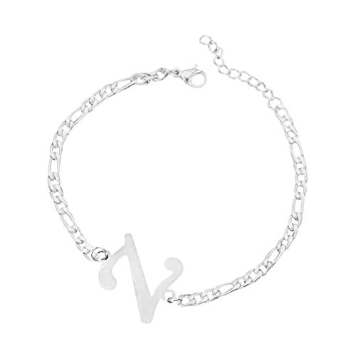 FGUUTYM Personalisiertes Anfangsarmband, versilbertes -Stahl-Buchstabenarmband, zierliches -Stahlarmband, zarte Scheibe, Namensarmband für Frauen und Mädchen Armbänder Mit Namen (Z, One Size) von FGUUTYM