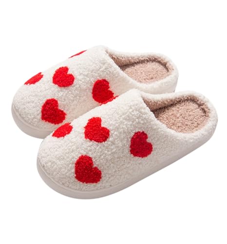 FGUUTYM Plüsch-Hausschuhe Damen Herren Pantoffeln Winter Warme Drinnen Hausschlappen Liebespaar Flauschige Filzpantoffeln Weiche Plüschhausschuh Memory Foam Slippers Gefütterte Home Silent Schlappen von FGUUTYM