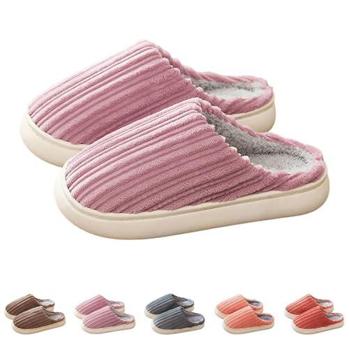 FGUUTYM Plüsch Pantoletten Für Herren Damen Gefütterte Winter Warme Hausschuhe Geschlossene Fleecegefüttert Filzpantoffeln Mit Memory Foam Flacher Pantoffeln Elegante Bequeme Hausschlappen von FGUUTYM
