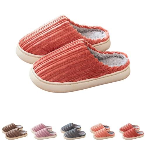 FGUUTYM Plüsch Pantoletten Für Herren Damen Gefütterte Winter Warme Hausschuhe Geschlossene Fleecegefüttert Filzpantoffeln Mit Memory Foam Flacher Pantoffeln Elegante Bequeme Hausschlappen von FGUUTYM