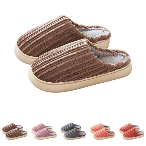 FGUUTYM Plüsch Pantoletten Für Herren Damen Gefütterte Winter Warme Hausschuhe Geschlossene Fleecegefüttert Filzpantoffeln Mit Memory Foam Flacher Pantoffeln Elegante Bequeme Hausschlappen von FGUUTYM