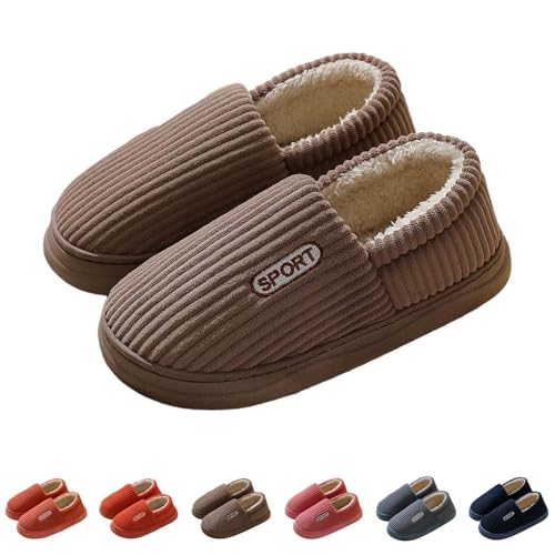 FGUUTYM Plush Pantoffeln Damen Herren Winter Warme Hausschuhe Geschlossen Slippers Weiche Bequeme Filzpantoffeln Drinnen Schlafzimmerschuhe Flauschige Winterhaushausschuhe für drinnen und draußen von FGUUTYM