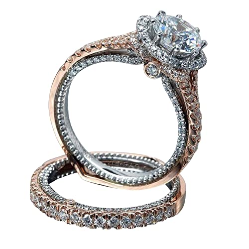 FGUUTYM Promise Rings Rose Gold Round Color Set Ring Ehering Set -Verlobungsring Ringe 19 (Silver, 6) von FGUUTYM