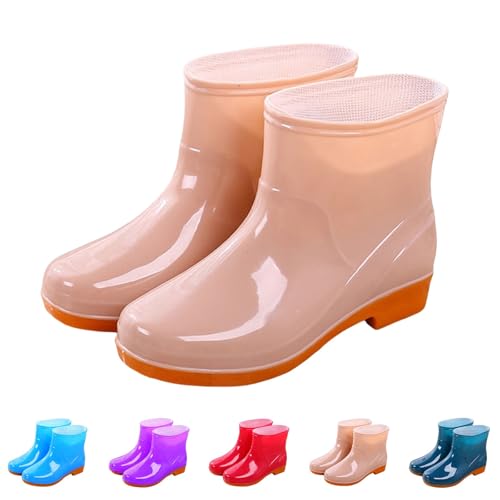 FGUUTYM Regenschuhe Ankle Rain Boots Gummistiefel Wasserdicht Regenstiefel Halbstiefel Damen Garten Stiefel Regenschuhe Stiefeletten Rain Boots Halbhoch Arbeitsschuhe Gummistiefeletten Gartenstiefel von FGUUTYM