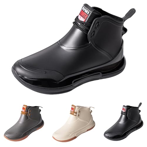 FGUUTYM Regenschuhe Damen Kurze Stiefeletten Wasserdicht Rutschfest Gummistiefel Leichte Ankle Boots Einfarbig Flach Regenstiefel Wasserschuhe Bootsschuhe Angelstiefel Gartenschuhe von FGUUTYM