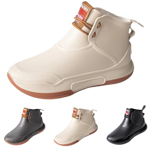 FGUUTYM Regenschuhe Damen Kurze Stiefeletten Wasserdicht Rutschfest Gummistiefel Leichte Ankle Boots Einfarbig Flach Regenstiefel Wasserschuhe Bootsschuhe Angelstiefel Gartenschuhe von FGUUTYM