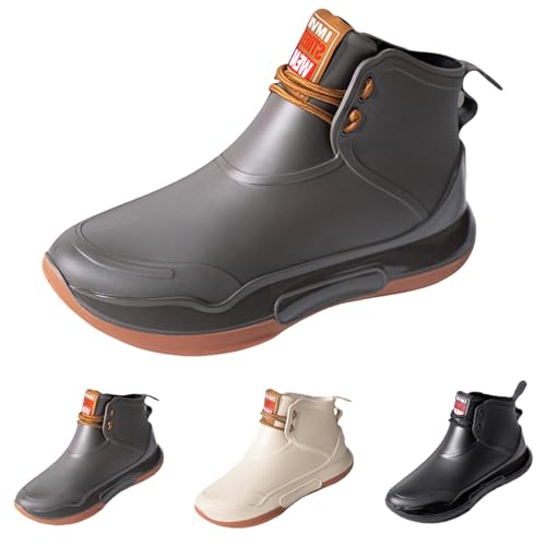 FGUUTYM Regenschuhe Damen Kurze Stiefeletten Wasserdicht Rutschfest Gummistiefel Leichte Ankle Boots Einfarbig Flach Regenstiefel Wasserschuhe Bootsschuhe Angelstiefel Gartenschuhe von FGUUTYM