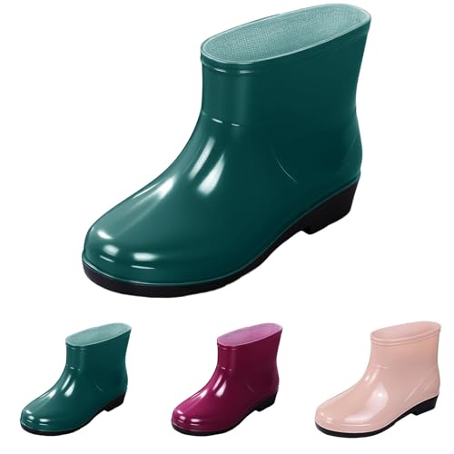 FGUUTYM Regenschuhe Damen Wasserdicht Gummischuhe Bequem Stiefeletten Flach Rutschfest Arbeitsschuhe Bequem Gummistiefel Regenstiefel Unisex Angelstiefel Kurz Stiefel Gartenschuhe von FGUUTYM
