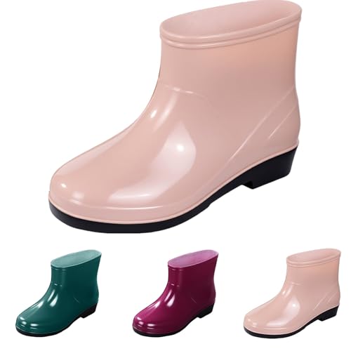 FGUUTYM Regenschuhe Damen Wasserdicht Gummischuhe Bequem Stiefeletten Flach Rutschfest Arbeitsschuhe Bequem Gummistiefel Regenstiefel Unisex Angelstiefel Kurz Stiefel Gartenschuhe von FGUUTYM