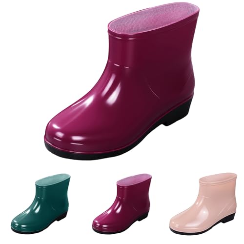 FGUUTYM Regenschuhe Damen Wasserdicht Gummischuhe Bequem Stiefeletten Flach Rutschfest Arbeitsschuhe Bequem Gummistiefel Regenstiefel Unisex Angelstiefel Kurz Stiefel Gartenschuhe von FGUUTYM