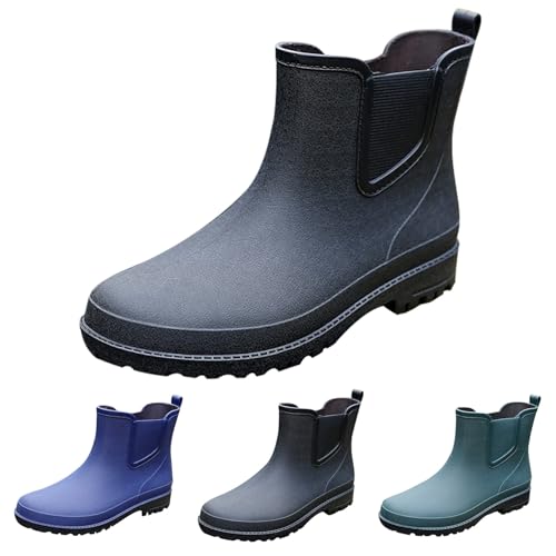 FGUUTYM Regenschuhe Herren Wasserdicht Gummistiefel Breite Füße Gartenschuhe Rutschfest Hiking Flach Safety Regenstiefel Bequeme Robust Reitschuhe rutschfeste Stiefeletten Gummistiefeletten von FGUUTYM