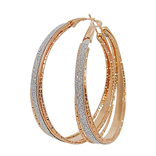 FGUUTYM Retro große Kreis mattierte Ohrringe dünn baumeln elegante Strass Hochzeit Ohrringe für Frauen Silber Mädchen von FGUUTYM