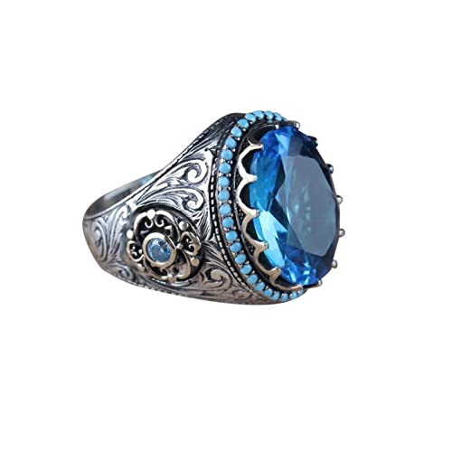 FGUUTYM Runder Ring Ring Großer Diamantring Edelsteinring RingDiamant-Geschenkring Pfau Vintager Pfau-Diamantring Saphirformring Große blaue Ringe Schmetterling Ringe Für (F, One Size) von FGUUTYM