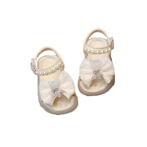 FGUUTYM Sandalen Für Mädchen Kleinkind Mode Elegant Prinzessin Schuhe Mit Schleifen Und Perlen Weichen Sohlen Leder Kinder Sandalen Babyschuhe Lauflernschuhe Sandaletten Mädchenschuhe Kinderschuhe von FGUUTYM