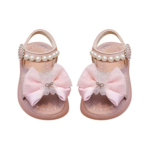 FGUUTYM Sandalen Für Mädchen Kleinkind Mode Elegant Prinzessin Schuhe Mit Schleifen Und Perlen Weichen Sohlen Leder Kinder Sandalen Babyschuhe Lauflernschuhe Sandaletten Mädchenschuhe Kinderschuhe von FGUUTYM
