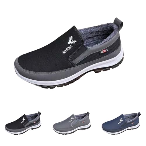 FGUUTYM Schuhe Herren Arbeitsschuhe Low Top Snow Boots Fashion Casual Trainers Wanderschuhe Winter Padded Warm Gefütterte Halbschuhe Lederschuhe Wasserdicht Rutschfest Thermoschuhe Winterboots von FGUUTYM