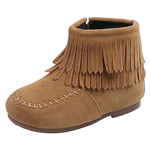 FGUUTYM Schuhe Mädchen Mit Fransen,Elegante Bequeme Kinder Schuhe Babyschuhe Wanderschuhe,rutschfest Winter Krabbelschuhe Schuhe,Stiefel Mit Seitlicher Reißverschluss 1-6 Jahre Baby Prinzessin von FGUUTYM