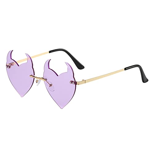 FGUUTYM Schwarz 2 randlose lustige Party süße Sonnenbrille 2022 leere Sonnenbrille Namensmarken-Sonnenbrille Brille Gummi Nase (Purple, One Size) von FGUUTYM