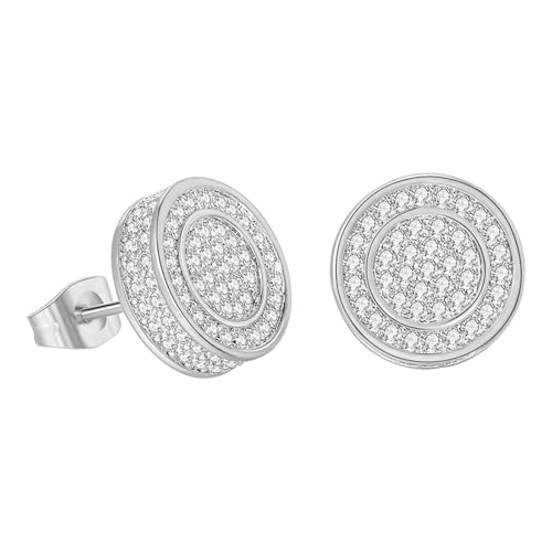 FGUUTYM Screw Back Earrings Golden Plated 5A+ Cubic Zirconia Cluster Round Screw On Stud Ohrringe Engel (A, One Size) von FGUUTYM