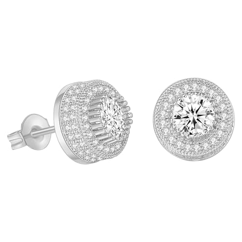 FGUUTYM Screw Back Earrings Golden Plated 5A+ Cubic Zirconia Cluster Round Screw On Stud Ohrringe Engel (C, One Size) von FGUUTYM