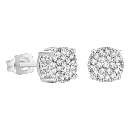 FGUUTYM Screw Back Earrings Golden Plated 5A+ Cubic Zirconia Cluster Round Screw On Stud Ohrringe Verschlüsse (B, One Size) von FGUUTYM