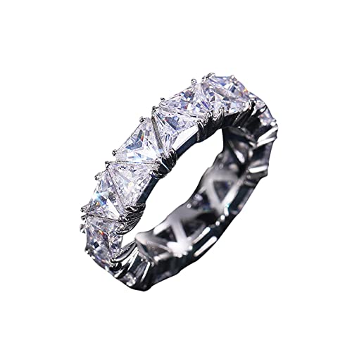 FGUUTYM Silberner Retro-eleganter dreieckiger Strass-Ring Legierungs-Schmuck-Ring-Frauen-Art- und Weisevoller -Zirkon-Ringe für Frauen-Größe 6 10 Ringe in (Silver, 9) von FGUUTYM