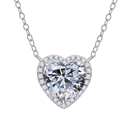 FGUUTYM Silver Fashion Heart Shape Cubic Zirconia Pendant Chain Necklaces for Women for Love Friends Mom. Perfect to for Any Outfit Bastelset Ketten Mädchen (Silver, One Size) von FGUUTYM