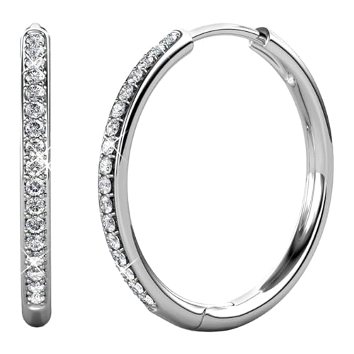 FGUUTYM Silver Hoop Earrings For Women & Girls Cubic Zirconia Hoop Earrings Hoop Clip Ohrringe Mädchen von FGUUTYM