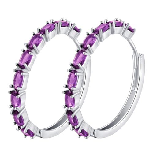 FGUUTYM Sparkling Zircon Earrings Ear Cuff For Teen Girls Piercing Studs Trendy Earrings Perlen Ohrringe Set (Purple, One Size) von FGUUTYM