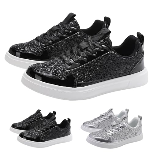 FGUUTYM Sportschuhe Damen Pailletten Mit Schnüren Sneaker Outdoor Slip On Walkingschuhe Fitness Schuhe Lässige Turnschuhe Freizeitschuhe Leichte Jogging Running Laufschuhe Straßenlaufschuhe von FGUUTYM