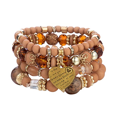 FGUUTYM Stapelbare Perlenarmbänder Damen Herren Multilayer Armband Set Mehrfarbiger Schmuck Vibrationswecker Armband (B, One Size) von FGUUTYM