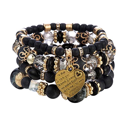 FGUUTYM Stapelbare Perlenarmbänder Damen Herren Multilayer Armband Set Mehrfarbiger Schmuck Vibrationswecker Armband (D, One Size) von FGUUTYM