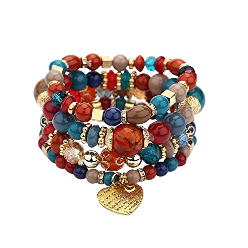 FGUUTYM Stapelbare Perlenarmbänder Damen Herren Multilayer Armband Set Mehrfarbiger Schmuck Vibrationswecker Armband (H, One Size) von FGUUTYM