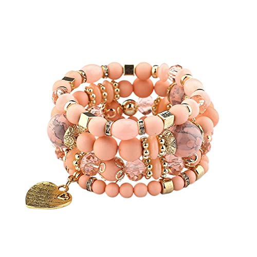 FGUUTYM Stapelbare Perlenarmbänder Damen Herren Multilayer Armband Set Mehrfarbiger Schmuck Vibrationswecker Armband (J, One Size) von FGUUTYM