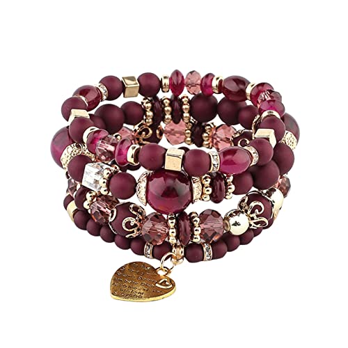 FGUUTYM Stapelbare Perlenarmbänder Damen Herren Multilayer Armband Set Mehrfarbiger Schmuck Vibrationswecker Armband (L, One Size) von FGUUTYM