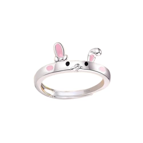 FGUUTYM Sterling Silber Ring für Frauen Hase Verstellbarer Finger Offener Statement Ring Verlobungsringe Versprechensring zierlicher Schmuck Der Der Ringe (Silver, One Size) von FGUUTYM