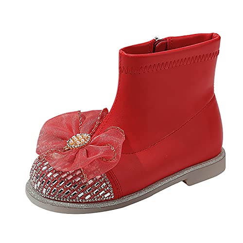 FGUUTYM Stiefel MäDchen Prinzessin Schuhe: Glitzer Strass Mary Jane Schuhe Kinderstiefel Schleife Kleid Schuhe Kommunionsschuhe Kinderstiefel Frühling Herbst Einzelne Schuhe Schlupfstiefel von FGUUTYM