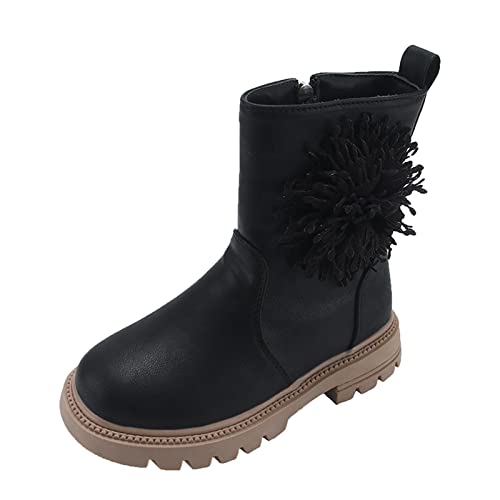 FGUUTYM Stiefel MäDchen Stiefeletten Schlupfstiefel Kinder Kurze Stiefel Kinderstiefel Retro Ankle Boots KnöChel Schuhe Herbst und Winter Winterstiefel mit Seitlicher Reißverschluss von FGUUTYM